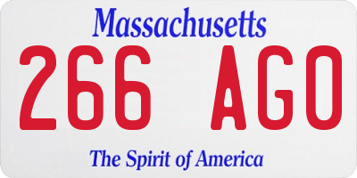 MA license plate 266AG0