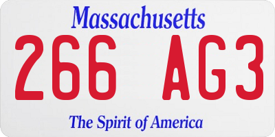 MA license plate 266AG3