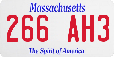 MA license plate 266AH3