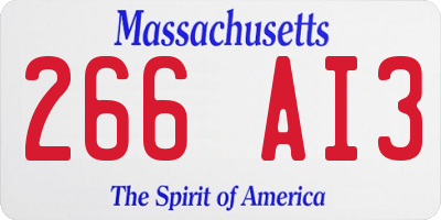 MA license plate 266AI3