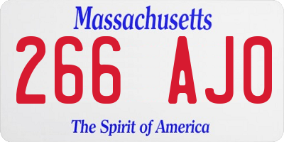 MA license plate 266AJ0
