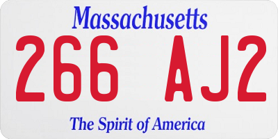 MA license plate 266AJ2