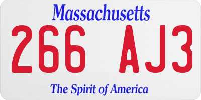 MA license plate 266AJ3