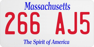 MA license plate 266AJ5