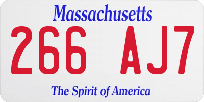 MA license plate 266AJ7