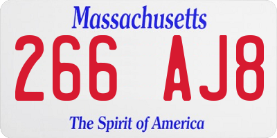 MA license plate 266AJ8