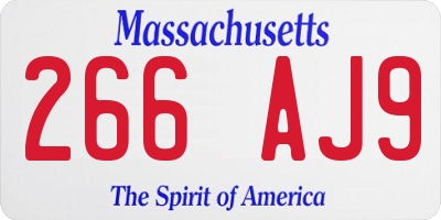 MA license plate 266AJ9