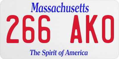 MA license plate 266AK0