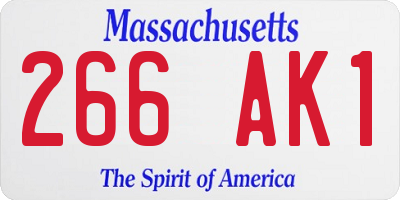 MA license plate 266AK1