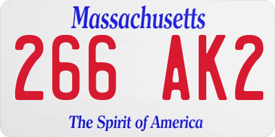 MA license plate 266AK2