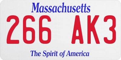 MA license plate 266AK3