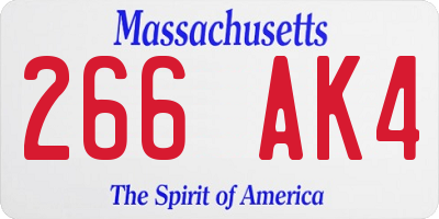 MA license plate 266AK4