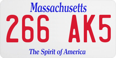 MA license plate 266AK5