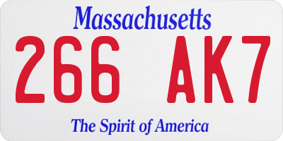 MA license plate 266AK7