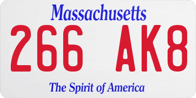 MA license plate 266AK8