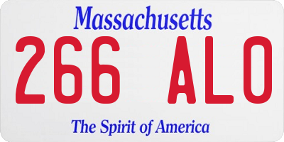MA license plate 266AL0