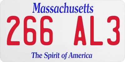 MA license plate 266AL3