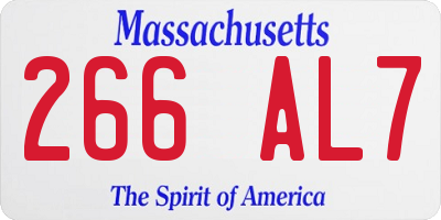 MA license plate 266AL7