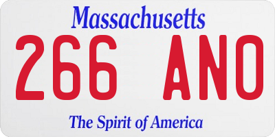 MA license plate 266AN0