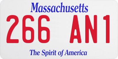 MA license plate 266AN1