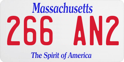 MA license plate 266AN2