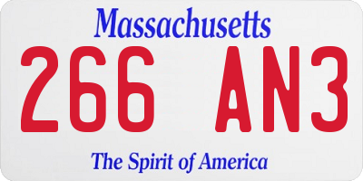 MA license plate 266AN3