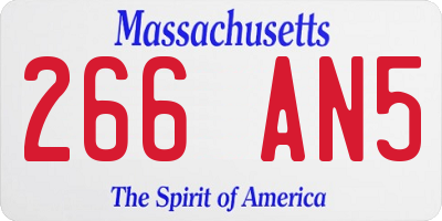 MA license plate 266AN5