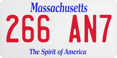 MA license plate 266AN7