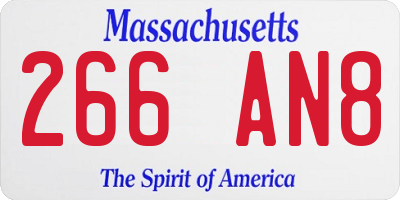 MA license plate 266AN8
