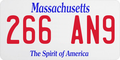 MA license plate 266AN9