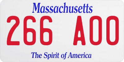 MA license plate 266AO0