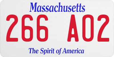 MA license plate 266AO2