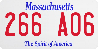 MA license plate 266AO6