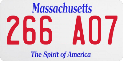 MA license plate 266AO7