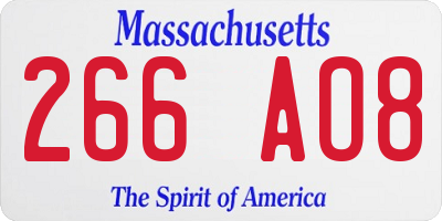 MA license plate 266AO8