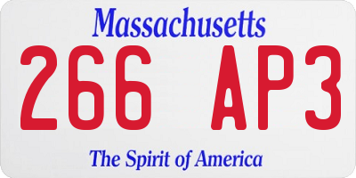 MA license plate 266AP3