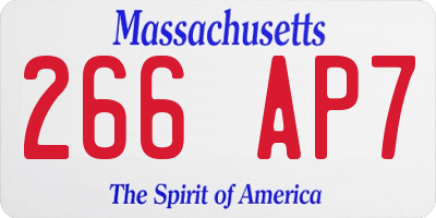 MA license plate 266AP7