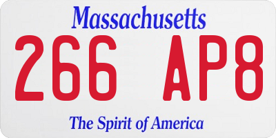 MA license plate 266AP8