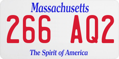 MA license plate 266AQ2