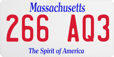 MA license plate 266AQ3