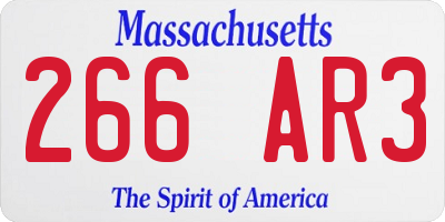 MA license plate 266AR3