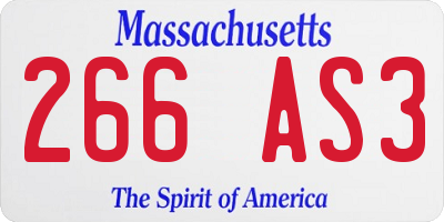 MA license plate 266AS3