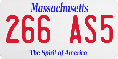 MA license plate 266AS5