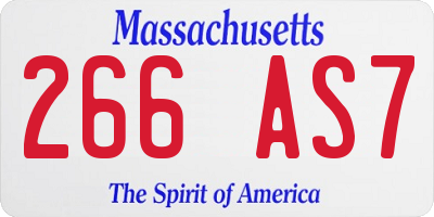 MA license plate 266AS7