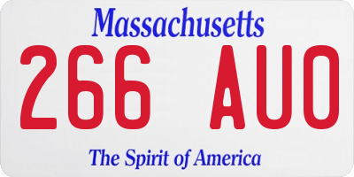 MA license plate 266AU0