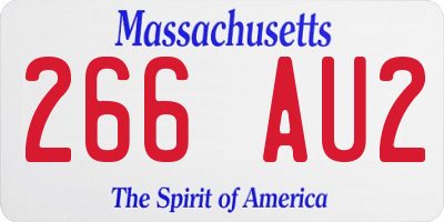 MA license plate 266AU2