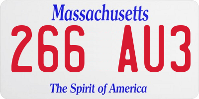 MA license plate 266AU3