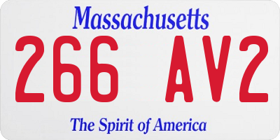 MA license plate 266AV2