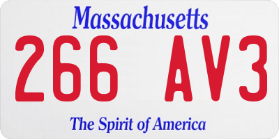 MA license plate 266AV3