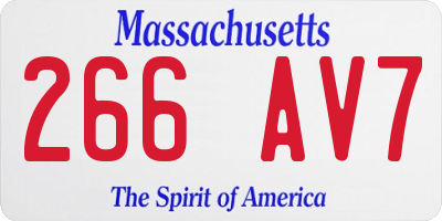 MA license plate 266AV7